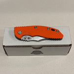 Rick Hinderer XM-18 3.5" Magnacut Bowie, Non Flipper, Tri-Way, Bead Blast Blue, Stonewash Blade, Orange G10 Knife