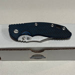 Rick Hinderer XM-18 3.5" Magnacut Bowie, Non Flipper, Tri-Way, Bead Blast, Stonewash Blade, Blue/Black G10 Knife