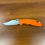 Rick Hinderer XM-18 3.5" Magnacut Bowie, Non Flipper, Tri-Way, Bead Blast, Stonewash Blade, Orange G10 Knife