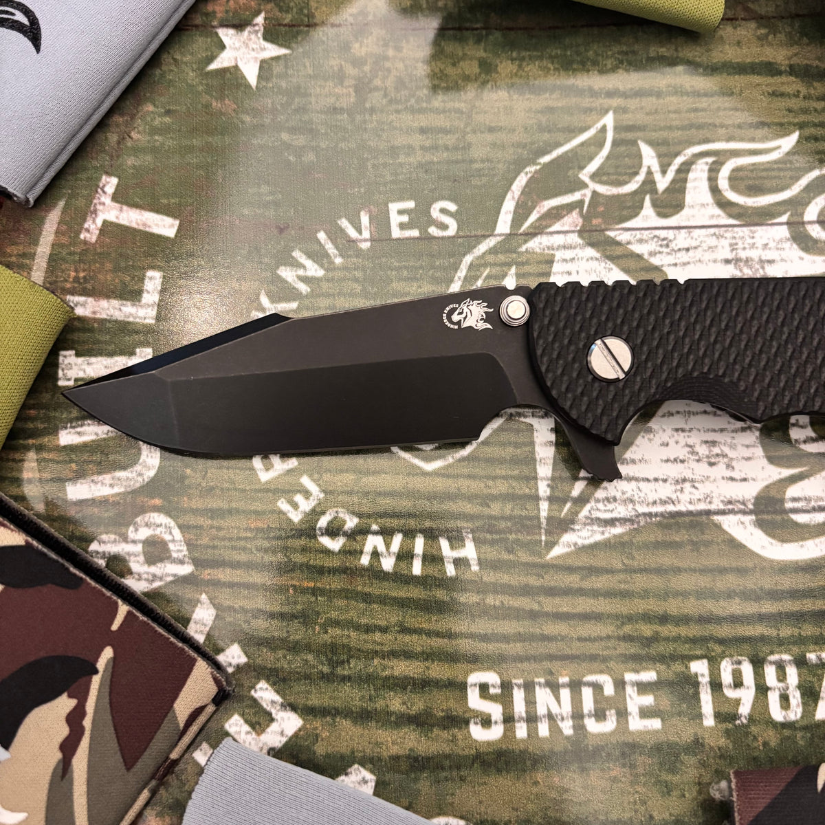 Rick Hinderer XM-24 4.0" S45VN Harpoon Spanto Tri-Way Battle Black, Black G10 Knife