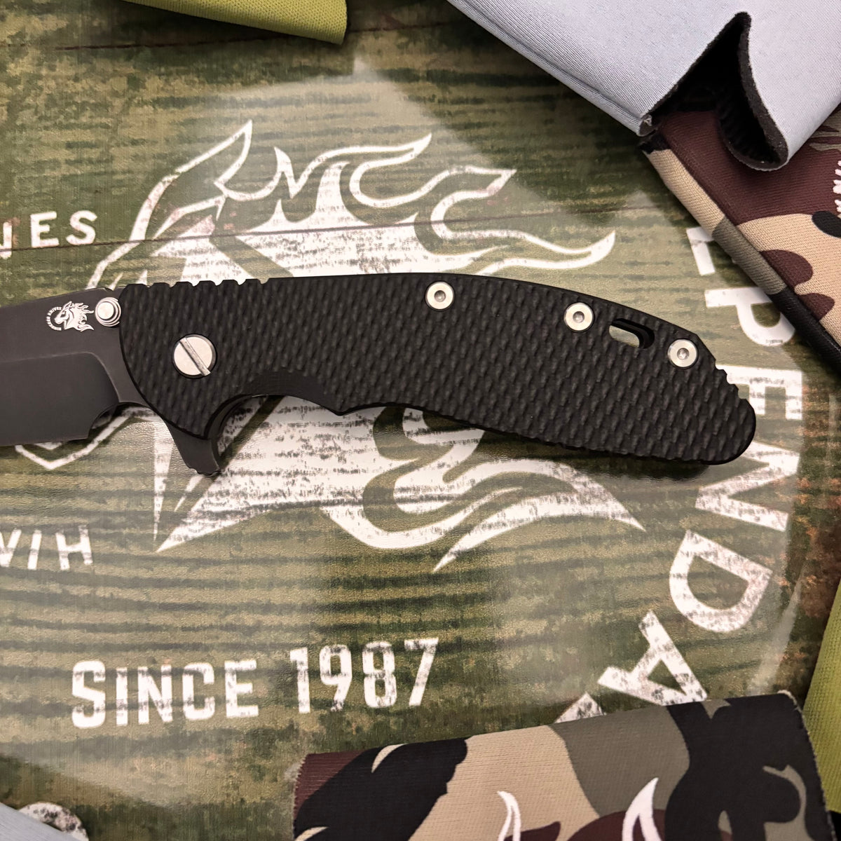 Rick Hinderer XM-24 4.0" S45VN Harpoon Spanto Tri-Way Battle Black, Black G10 Knife
