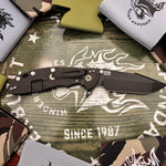 Rick Hinderer XM-24 4.0" S45VN Harpoon Spanto Tri-Way Battle Black, Black G10 Knife