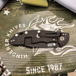 Rick Hinderer XM-24 4.0" S45VN Harpoon Spanto Tri-Way Battle Black, Black G10 Knife
