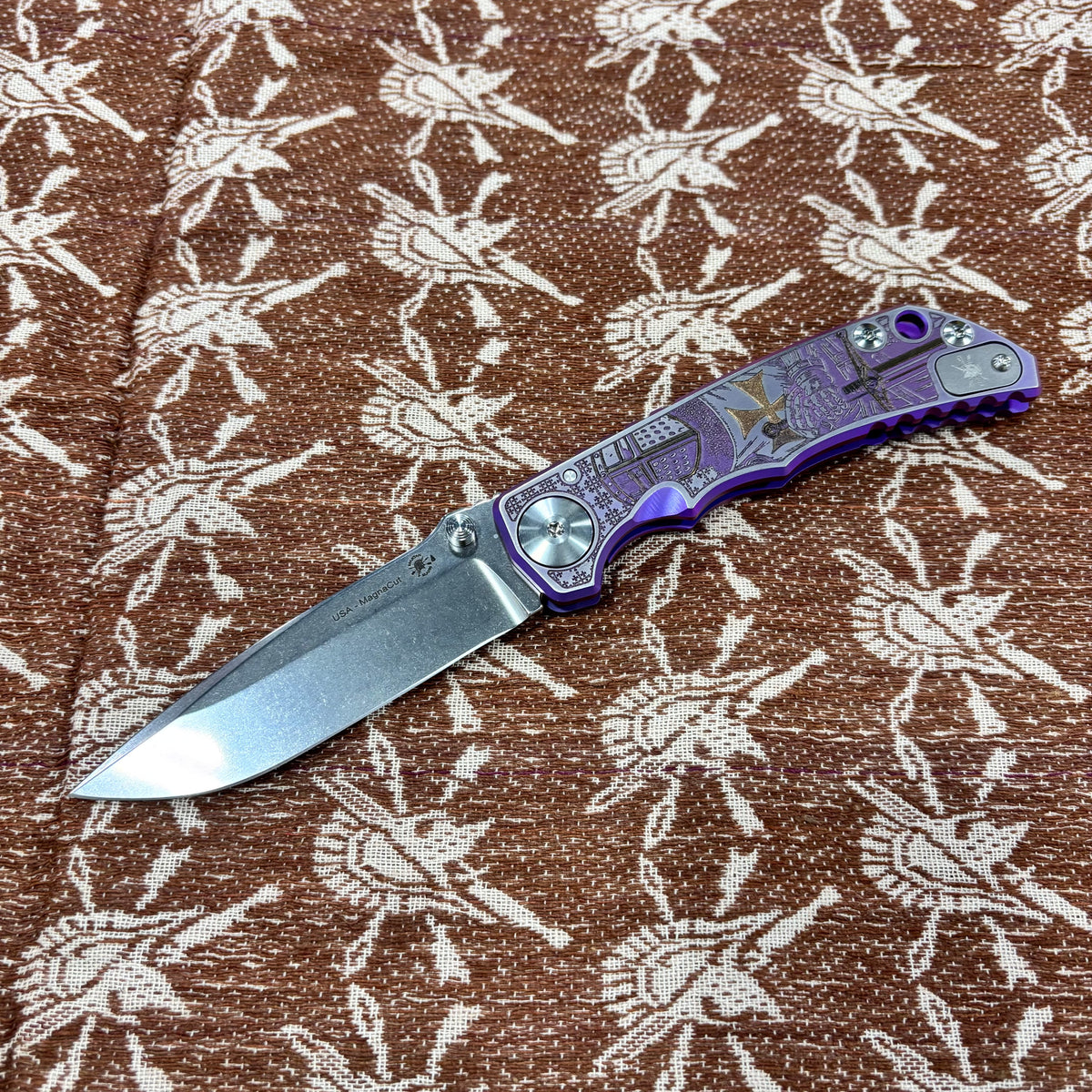 Spartan Blades Harsey Folder - Templar Theme, Stonewash Magnacut 4" Blade Knife