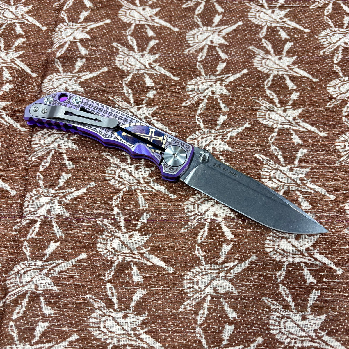Spartan Blades Harsey Folder - Templar Theme, Stonewash Magnacut 4" Blade Knife