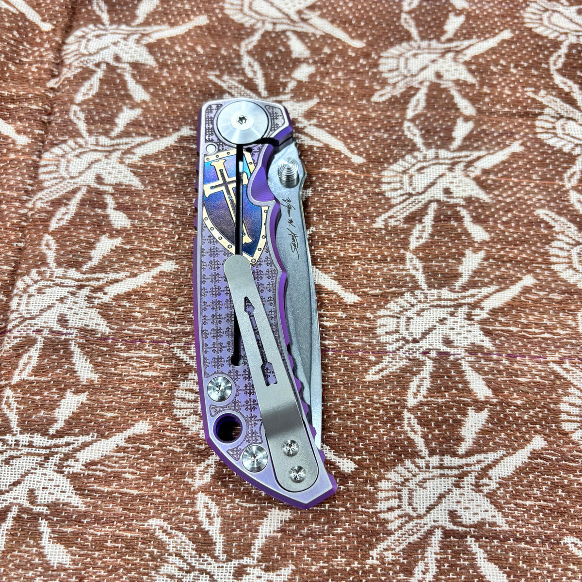 Spartan Blades Harsey Folder - Templar Theme, Stonewash Magnacut 4" Blade Knife