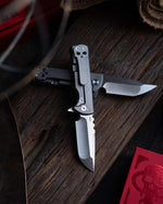 Chaves TAK Flipper Integral 2.75" M390 Satin Drop Point Titanium Handles Knife