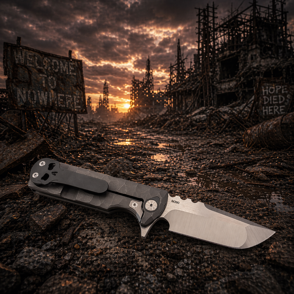 Chaves TAK Flipper Integral 2.75" M390 Knife Rocked Grayed Out