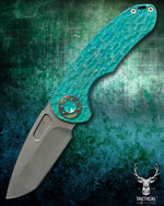 Curtiss Custom F3 Medium 3.25" Spanto NON-Flipper, FJ-Mill Aqua Green, Blasted Magnacut Folding Knife