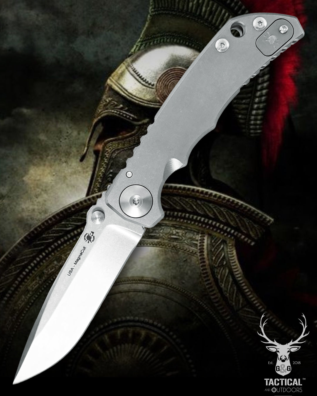 Spartan Blades SF5SW SHF Harsey Folding Knife 3.95" Magnacut Stonewashed Plain Blade, Titanium Handles