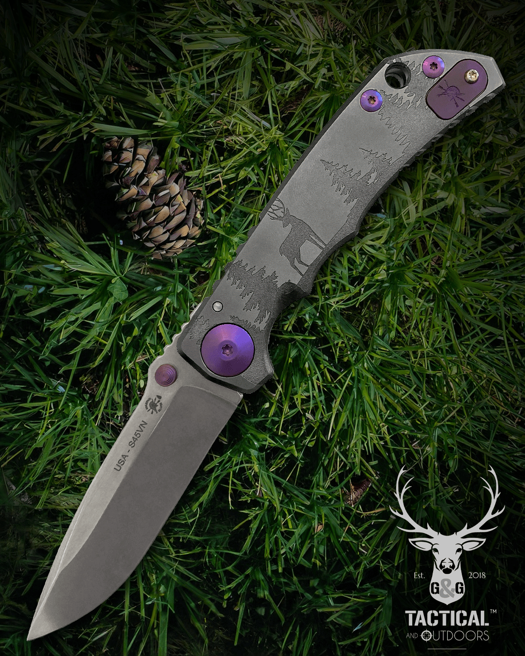 Spartan Blades DEER SHF Outdoors Deer Harsey Folding Knife 3.95" S45VN Stonewashed Plain Blade, Titanium Handles #6 of 24