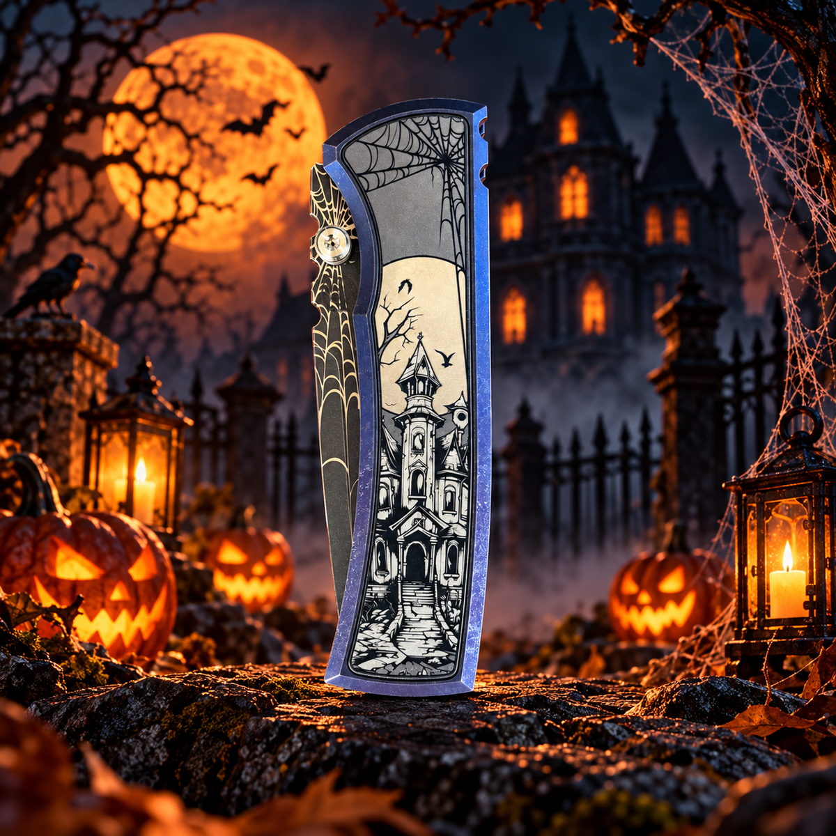 Chaves Redencion Street Integral Magnetic Titanium, Tanto Belt Finish M390 Blade, Knife HALLOWEEN HAUNTED HOUSE THEME