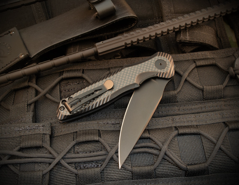 Spartan Blades Poros, Black 154CM Drop Point, Carbon Fiber G10 Folding Knife