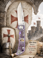 Spartan Blades Harsey Folder - Templar Theme, Stonewash Magnacut 4" Blade Knife