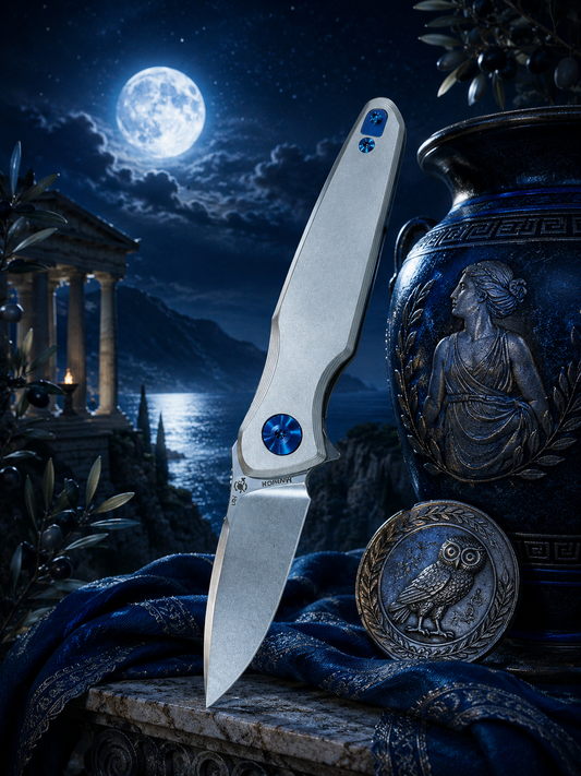 Spartan Blades Pandia Folder -  Stonewash, Blue ANO Hardware 3.25” Blade Knife