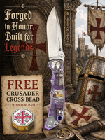 Spartan Blades Harsey Folder - Templar Theme, Stonewash Magnacut 4" Blade Knife