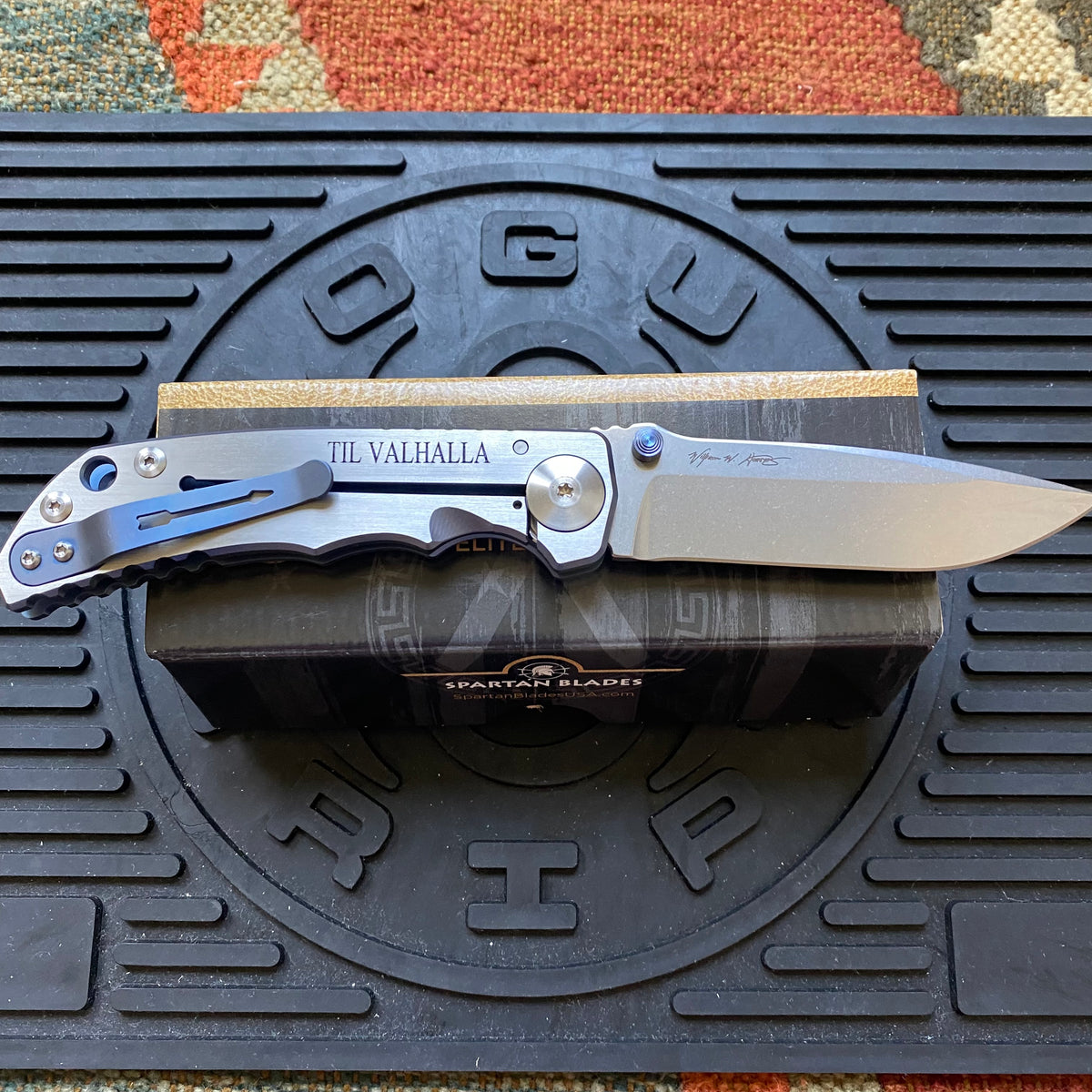 Spartan Blades SF5VIKING SHF Viking Longboat Harsey Folding Knife 3.95" S45VN Stonewashed Plain Blade, Titanium Handles