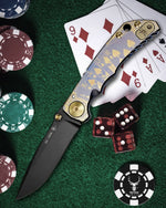 Spartan Blades SF5RFLUSH SHF Royal Flush Harsey Folding Knife 3.95" S45VN PVD Blade, Titanium Handles