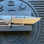 Sharp By Design Mini Evo Flipper 3.25" Satin Harpoon OD OLIVE MICARTA Inlay Knife