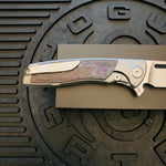 Sharp By Design Mini Evo Flipper 3.25" Satin Drop Point PURPLE HAZE FAT CARBON Inlay Knife