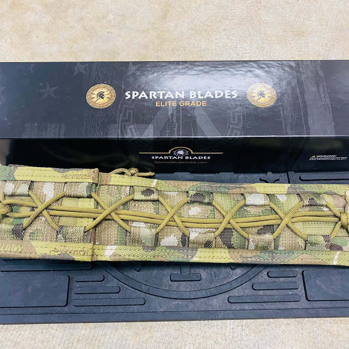 Spartan Blades Harsey Tactical Trout Flat Dark Earth Camo Handles 4.5" Fixed Blade Knife with Multicam Molle Sheath SB43DECMNLMC
