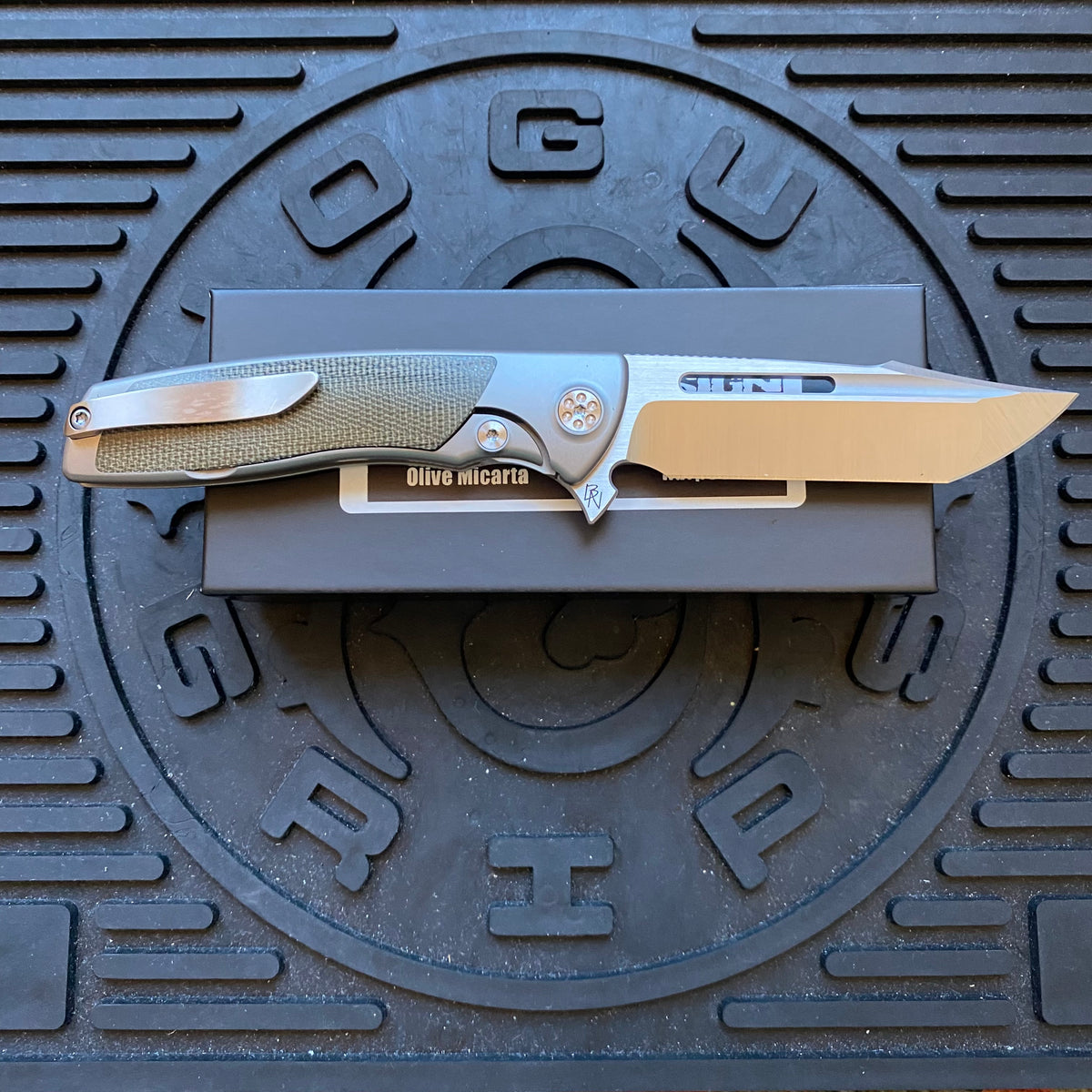 Sharp By Design Mini Evo Flipper 3.25" Satin Harpoon OD OLIVE MICARTA Inlay Knife