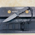 Spartan Blades Harsey Tactical Trout Black Handles 4.5" Fixed Blade Knife with Black Molle Sheath SB43BKBKNLBK