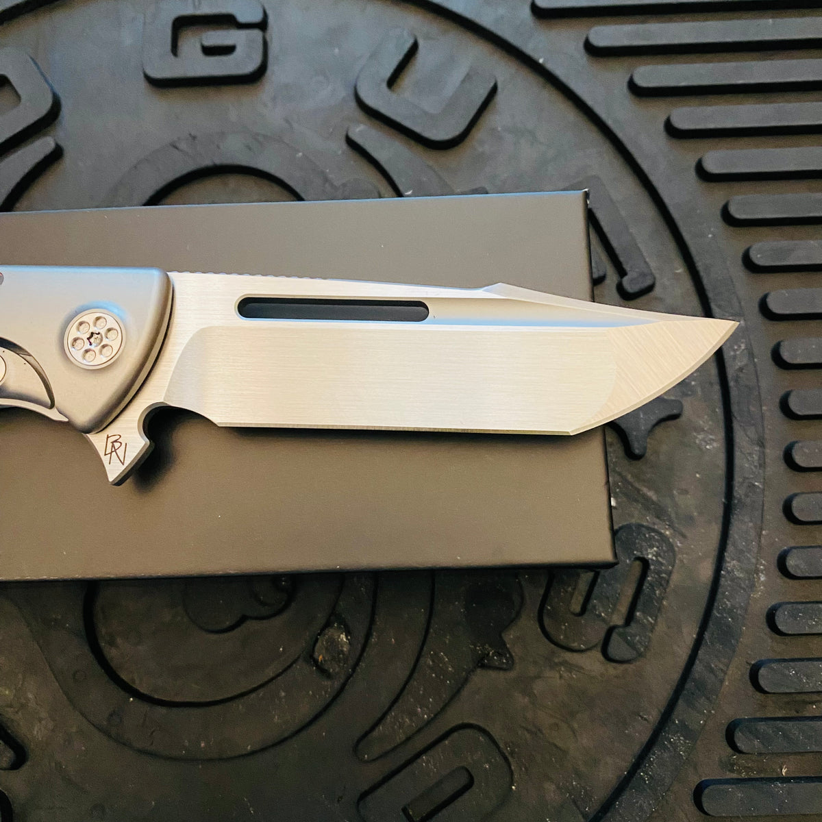 Sharp By Design Mini Evo Flipper 3.25" Satin HARPOON NEBULA FAT CARBON Inlay Knife