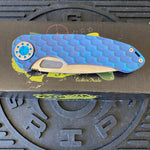Curtiss Custom F3 Large 3.75" Slicer, Non-Flipper, Titanium Blue PM-Mill Handles, Blue Polished Hardware, Magnacut Knife