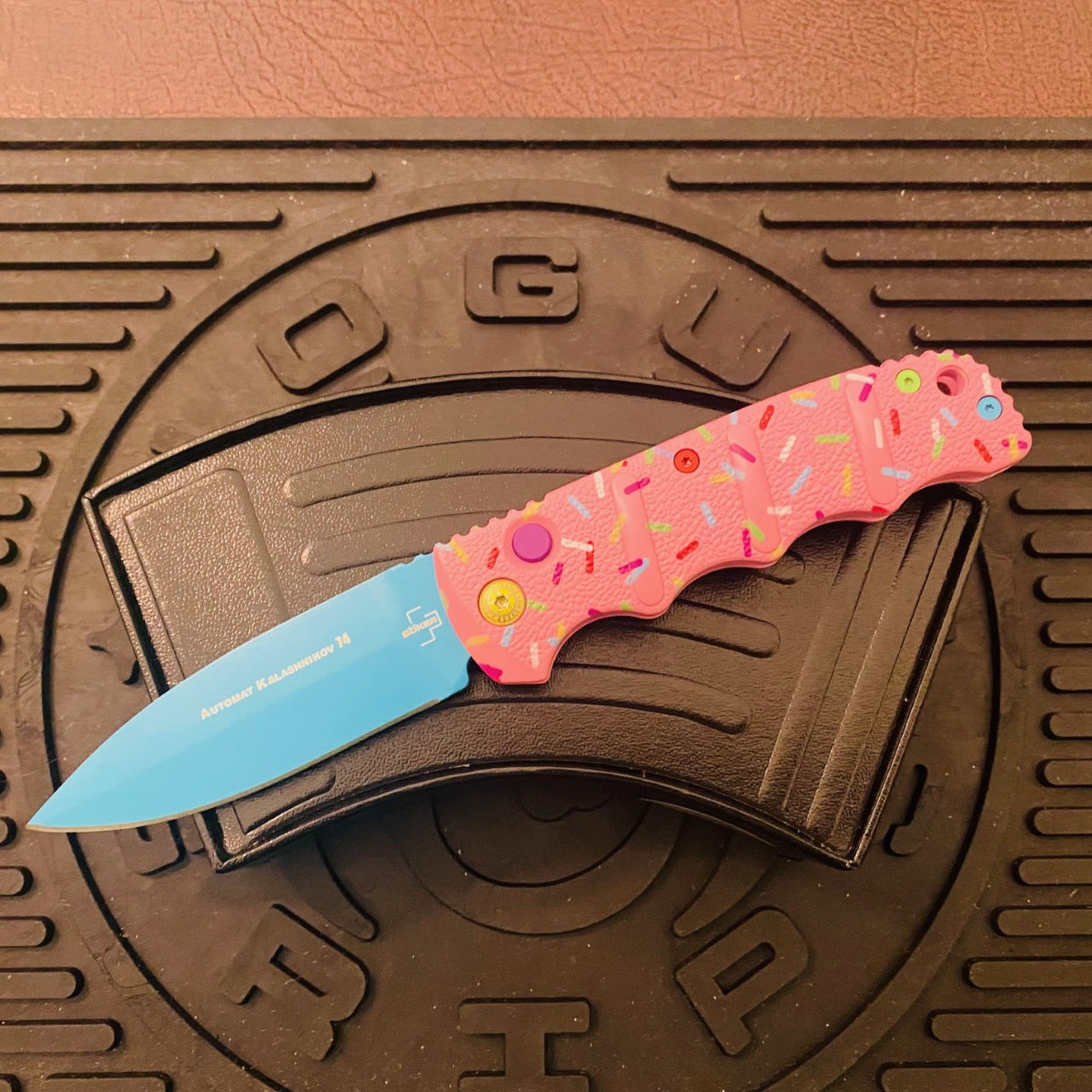Boker Dessert Warrior Kalashnikov Dagger Automatic Knife 3.25" Blue Donut