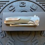 Sharp By Design Mini Evo Flipper 3.25" Satin Harpoon OD OLIVE MICARTA Inlay Knife