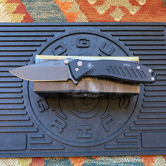 Spartan Blades SF3BK PALLAS Flipper 3.75" S35VN Black PVD Plain Blade, Black Aluminum Handles