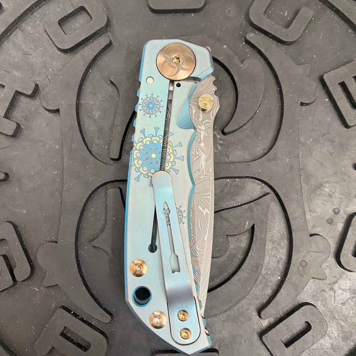 Spartan Blades Harsey Folder - Plague Doctor GREEN Special Edition Chad Nichols Damascus Blade