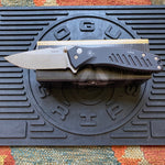 Spartan Blades SF3SW PALLAS Flipper 3.75" S35VN Stonewashed Plain Blade, Black Aluminum Handles