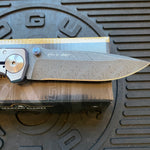 Spartan Blades SF5 VIKING Damascus SHF Viking Longboat Harsey Folding Knife 3.95" Damascus Blade, Titanium Handles