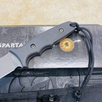 Spartan Blades Harsey Tactical Trout Black Handles 4.5" Fixed Blade Knife with Black Molle Sheath SB43BKBKNLBK