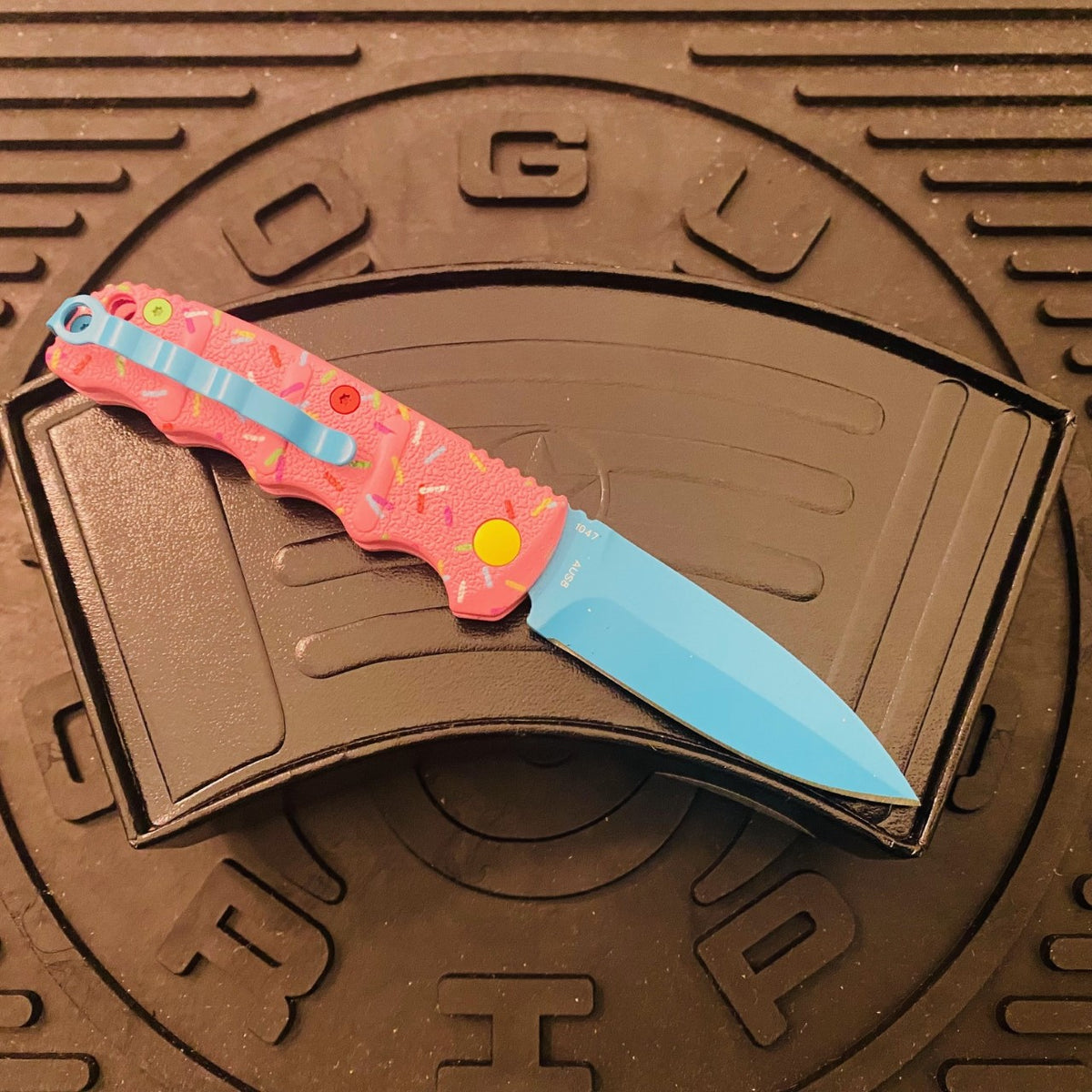 Boker MINI Dessert Warrior Kalashnikov Dagger Automatic Knife 2.5" Blue Donut