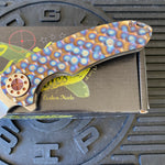 Curtiss Custom F3 Large 3.75" Spanto, Flipper, Titanium Torched PM-Mill Handles, Bronzed Polished Hardware, Magnacut Knife