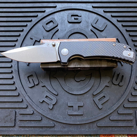 Spartan Blades Astor Folding Knife SFBL8CF, 3.6" CTS-XHP Stonewashed Plain Blade, Black Carbon Fiber G-10 Handle