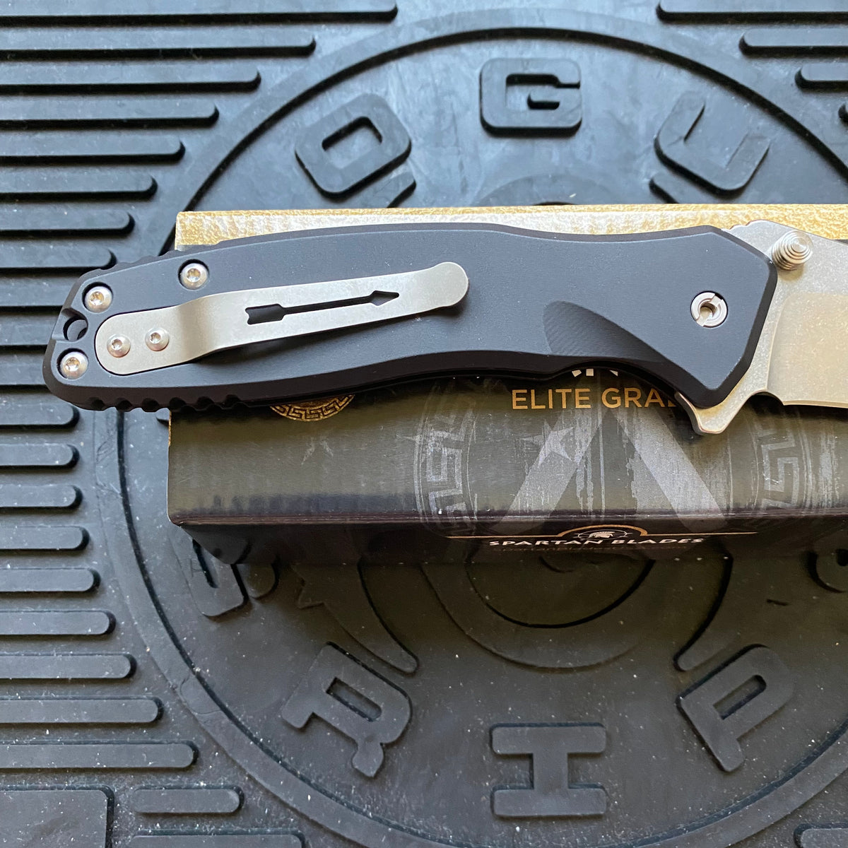 Spartan Blades SF3SW PALLAS Flipper 3.75" S35VN Stonewashed Plain Blade, Black Aluminum Handles