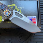 Curtiss Custom F3 Medium 3.25" Spanto Flipper, Frag-Mill Titanium Torched Handles, 2 Tone Magnacut, Torched Hardware Folding Knife