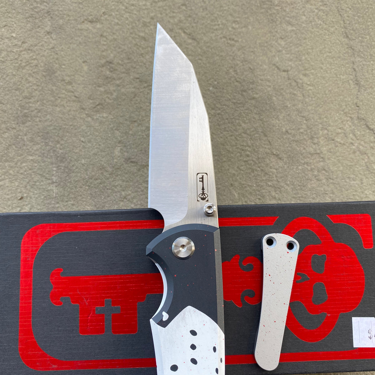 Chaves Sangre 229 Wharncliffe JASON THEME Stonewash Ti Belt Finish 3.7" Folding Knife