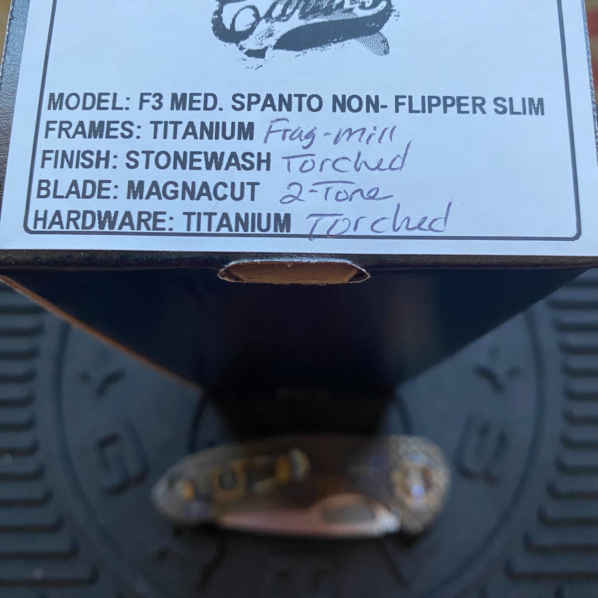 Curtiss Custom F3 Medium SLIM 3.25" Spanto NON-Flipper, Frag-Mill Torched, 2 Tone Stonewash Magnacut Folding Knife