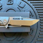 Sharp By Design Mini Evo Flipper 3.25" Satin HARPOON CARBON FIBER Inlay Knife