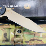 Spartan Blades Horkos Flat Hard Earth 5.6" Fixed Blade Knife CE Canvas Micarta Black Handle with MultiCam Molle Sheath SB4DEBKNLMC