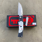 Chaves Sangre 229 Wharncliffe JASON THEME Stonewash Ti Belt Finish 3.7" Folding Knife