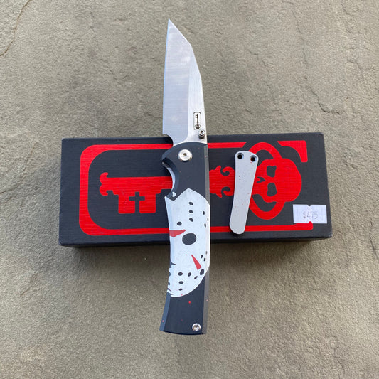 Chaves Sangre 229 Wharncliffe JASON THEME Stonewash Ti Belt Finish 3.7" Folding Knife