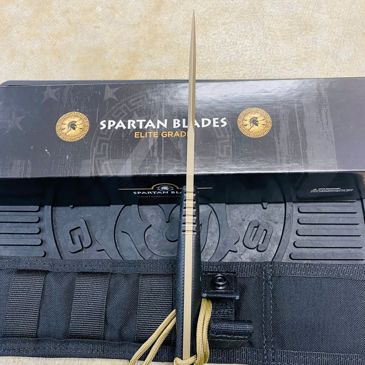 Spartan Blades Moros Flat Dark Earth Combat Utility 5.25" Fixed Knife with Black Molle Sheath SB53DEBKNLBK