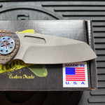 Curtiss Custom F3 Medium 3" Wharny NON-Flipper, Frag-mill Titanium Torched Handles, Stonewash Magnacut Torched Hardware Folding Knife