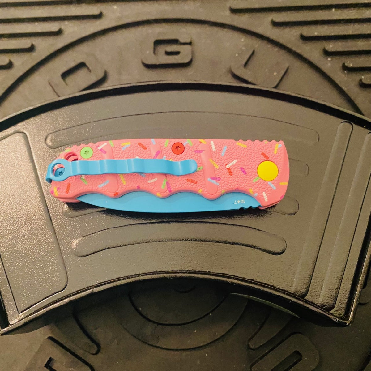 Boker MINI Dessert Warrior Kalashnikov Dagger Automatic Knife 2.5" Blue Donut
